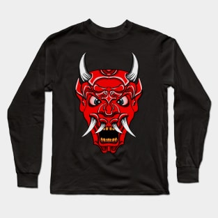Demon Mask Red Long Sleeve T-Shirt